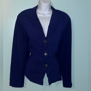 Talbots Petite Jacket Blue Size‎ 14 P Silk/Polyester